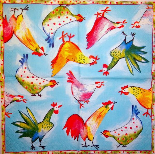 012 Rooster,  Hen - 3 ply - (blue) - Ihr